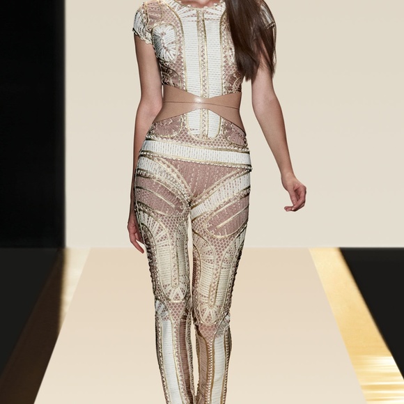 HERVE LEGER LEAH MULTI-MIXED APPLIQUE PANT